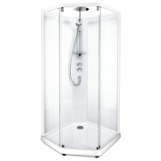 Душевая кабина IDO Showerama 10-5 пятиугольная 90x90 профиль белый, стекло прозрачное/прозрачное