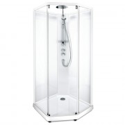 Душевая кабина IDO Showerama 10-5 пятиугольная 90x80 профиль белый, стекло прозрачное/прозрачное