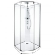 Душевая кабина IDO Showerama 10-5 пятиугольная 90x80 профиль серебристый матовый, стекло прозрачное/прозрачное